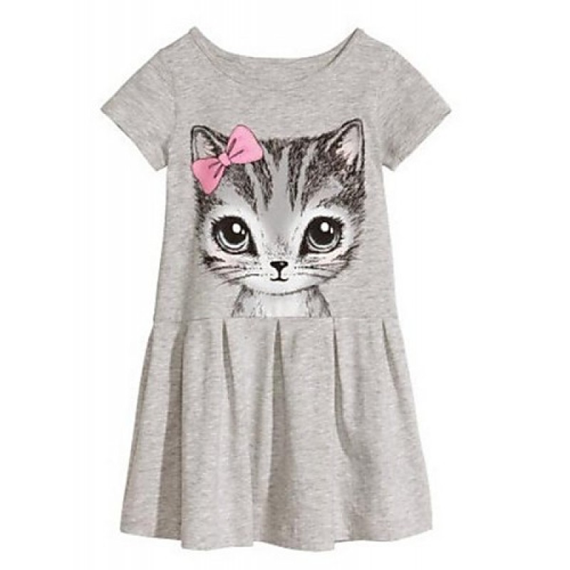 Girl's Beautiful New Cat Printed Dress  