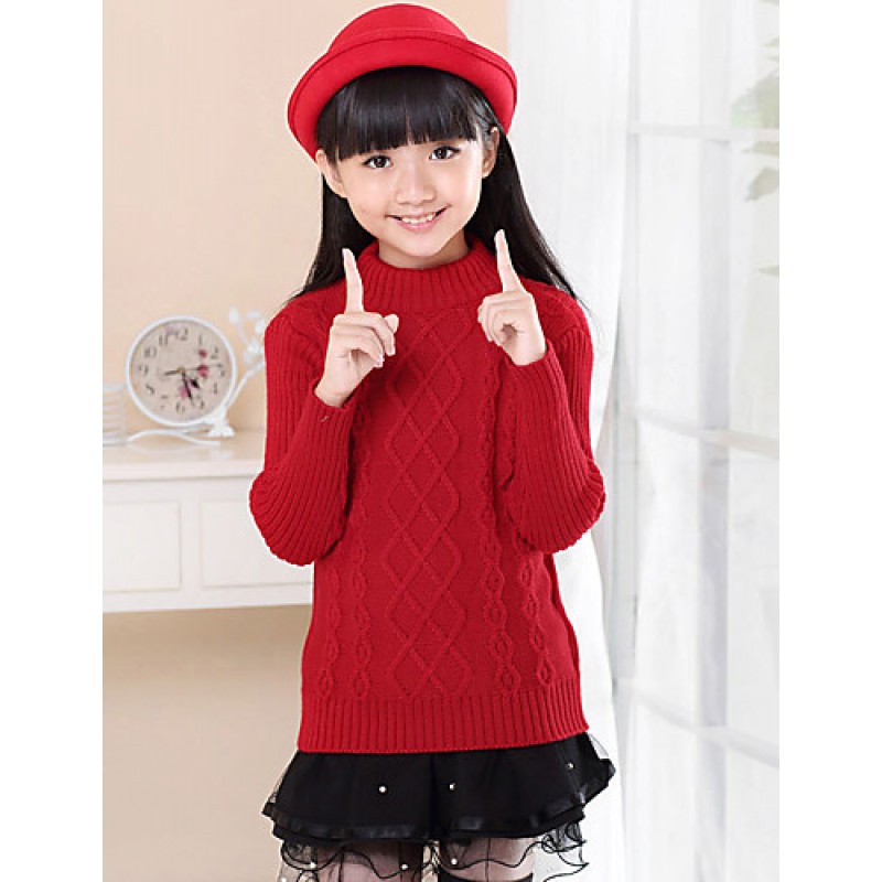 Cardigan For Girls Cotton Casual Solid Color Spring/Fall/Winter Going out/Casual/Daily Long Sleeve Turtleneck Sweatshirt Coat  